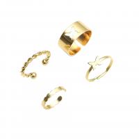 Cink Alloy Ring Set, Cink ötvözet, arany színű aranyozott, 4 darab & divat ékszerek & a nő, aranysárga, 17mm, Által értékesített Set
