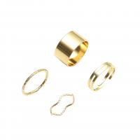 Sinc Alloy Ring Set, dath an óir plated, 4 phíosa & jewelry faisin & do bhean, órga, 15mm,17mm, Díolta De réir Socraigh