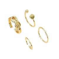 Sinc Alloy Ring Set, dath an óir plated, 4 phíosa & jewelry faisin & do bhean, órga, 15mm,17mm, Díolta De réir Socraigh