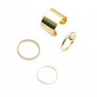 Ensemble d’anneau en alliage de zinc, Placage de couleur d'or, 4 pièces & bijoux de mode & pour femme, doré, 15mm,17mm, Vendu par fixé