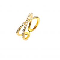 Zinklegering ringen, Zinc Alloy, silver plated, mode sieraden & voor vrouw & met strass, gouden, 17mm, Verkocht door PC