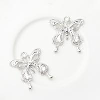 Zinc Alloy Animal Pendants Butterfly silver color plated DIY & hollow nickel lead & cadmium free Approx Sold By Bag