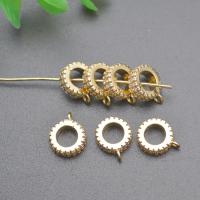 Messing Stiftöse Perlen, Kreisring, goldfarben plattiert, DIY & Micro pave Zirkonia, frei von Nickel, Blei & Kadmium, 9mm, verkauft von PC