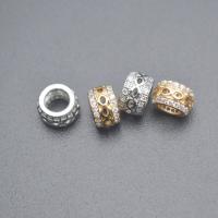 Perline vuote in ottone, Ciambella, placcato, DIY & Micro spianare cubic zirconia, nessuno, assenza di nichel,piombo&cadmio, 5x7mm, Venduto da PC