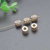 Brass Spacer Beads, Column, gold color plated, DIY & micro pave cubic zirconia, nickel, lead & cadmium free, 6x7mm, Sold By PC