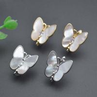 Brass Lever Back Earring Component, with Pearl Oyster, Butterfly, plated, DIY & micro pave cubic zirconia, more colors for choice, nickel, lead & cadmium free, 16x17mm, Sold By PC