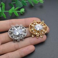 Brass Box Clasp Flat Round plated DIY & micro pave cubic zirconia nickel lead & cadmium free 30mm Sold By PC