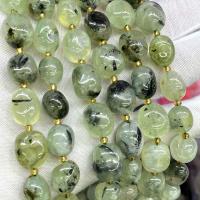 Grânulos de gemstone jóias, Prehnita, Pepitas, DIY, verde, 10x15mm, vendido para Aprox 39 cm Strand