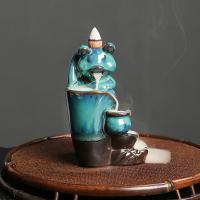 Backflow Incense Burner, Porcelain, half handmade, for home and office & durable, 89x85x125mm, Sold By PC