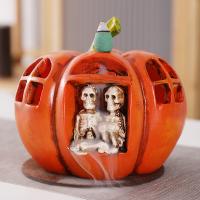 Backflow Incense Burner, Porcelain, Pumpkin, hand polished, Halloween Design & for home and office & durable, 140x135mm, Sold By PC