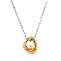 Stainless Steel Jewelry Necklace 304 Stainless Steel with Plastic Pearl with 1.5inch extender chain 18K gold plated fashion jewelry & for woman 20.70mm Sold Per Approx 16.34 Inch Strand