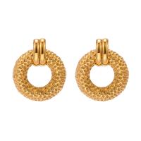 Stainless Steel Drop Earring, 304 Stainless Steel, 18K gold plated, fashion jewelry & for woman, golden, 30.50x25.90mm, Sold By Pair