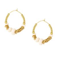 Boucle d'oreille Acier Titane, avec Acrylique, Placage, bijoux de mode & pour femme, doré, 33mm, Vendu par paire
