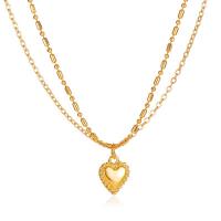 Zinc Alloy Jewelry Necklace with 1.97inch extender chain Heart plated Double Layer & fashion jewelry & for woman nickel lead & cadmium free Sold Per Approx 16.14 Inch Strand