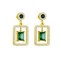 Titanium Steel  Earring plated fashion jewelry & for woman & with rhinestone green Sold By Pair