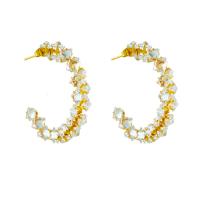 Titanio Acciaio Orecchini, Titantium acciaio, placcato, gioielli di moda & per la donna & con strass, dorato, 42mm, Venduto da coppia