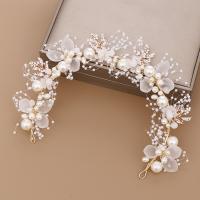 Headband, Brass, with Plastic Pearl, fashion jewelry & for children & with rhinestone, white, nickel, lead & cadmium free, 325mm, Sold By PC