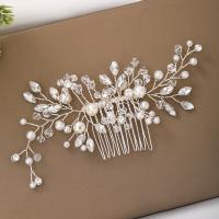 Decorative Hair Combs Zinc Alloy with Crystal & Plastic Pearl handmade fashion jewelry & for woman nickel lead & cadmium free Sold By PC