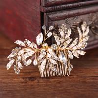 Decorative Hair Combs Zinc Alloy with Plastic Pearl gold color plated fashion jewelry & for woman & with rhinestone golden nickel lead & cadmium free Sold By PC