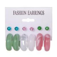 Acrylic Jewelry Earring 6 pieces & fashion jewelry & for woman multi-colored Sold By Set