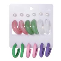 Acrylic Jewelry Earring nine pieces & fashion jewelry & for woman multi-colored Sold By Set