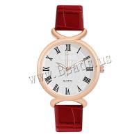 Women Wrist Watch, PU Leather, with Glass & 304 Stainless Steel & Tibetan Style, Round, rose gold color plated, fashion jewelry & Chinese movement & for woman, more colors for choice, 38x9mm, Length:Approx 240 mm, Sold By PC