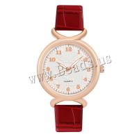Women Wrist Watch, PU Leather, with Glass & 304 Stainless Steel & Tibetan Style, Round, rose gold color plated, fashion jewelry & Chinese movement & for woman, more colors for choice, 36x9mm, Length:Approx 240 mm, Sold By PC