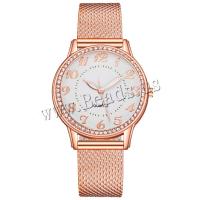 Women Wrist Watch Plastic with Glass & 304 Stainless Steel & Zinc Alloy Round plated fashion jewelry & Chinese movement & for woman & luminated & with rhinestone Length Approx 23 cm Sold By PC