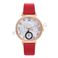 Women Wrist Watch PU Leather with Glass & 304 Stainless Steel & Zinc Alloy Round rose gold color plated fashion jewelry & Chinese movement & for woman Length Approx 240 mm Sold By PC
