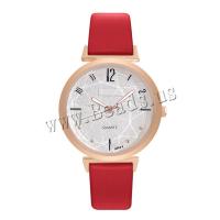 Women Wrist Watch, PU Leather, with Glass & 304 Stainless Steel & Tibetan Style, Round, rose gold color plated, fashion jewelry & Chinese movement & for woman, more colors for choice, 36x9mm, Length:Approx 240 mm, Sold By PC