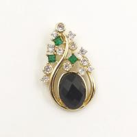 Gemstone Pendants Jewelry Natural Stone with Brass gold color plated DIY & micro pave cubic zirconia 35.18mm Sold By PC
