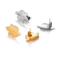 Stainless Steel Earring Stud Component 304 Stainless Steel Leaf Vacuum Ion Plating DIY Sold By PC