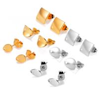 Stainless Steel Earring Stud Component, 304 Stainless Steel, Vacuum Ion Plating, DIY & different styles for choice, more colors for choice, Sold By Pair