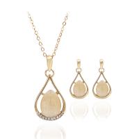 Tibetan Style Jewelry Sets, earring & necklace, with 6cm extender chain, Teardrop, plated, 2 pieces & fashion jewelry & with rhinestone, gold, nickel, lead & cadmium free, Length:40 cm, Sold By Set