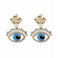 Evil Eye Earrings Zinc Alloy plated fashion jewelry & with rhinestone golden nickel lead & cadmium free Sold By Pair