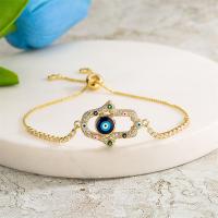 Evil Eye Jewelry Bracelet, Brass, with Nylon Cord, Hand, plated, fashion jewelry & different designs for choice & micro pave cubic zirconia & enamel, more colors for choice, nickel, lead & cadmium free, Length:Approx 16-21 cm, Sold By PC