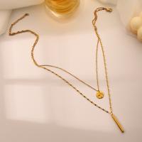 Mode-Multi-Layer-Halskette, 304 Edelstahl, plattiert, Doppelschicht & Modeschmuck & für Frau, Goldfarbe, frei von Nickel, Blei & Kadmium, verkauft von PC
