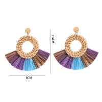 Earring Jewelry, Rafidah Grass, with Tibetan Style, handmade, fashion jewelry & different styles for choice & for woman, more colors for choice, Sold By Pair
