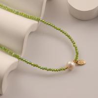 Skleněné korálky náhrdelníky, s Sladkovodní Pearl, s 8cm extender řetězce, módní šperky & pro ženy, více barev na výběr, nikl, olovo a kadmium zdarma, Délka Cca 41 cm, Prodáno By PC
