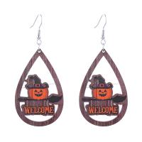 Holz Ohrring, mit Zinklegierung, Drucken, Design für Halloween & verschiedene Muster für Wahl & für Frau, verkauft von Paar