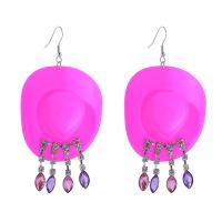 Acrylic Jewelry Earring with Zinc Alloy Hat handmade fashion jewelry & for woman & with rhinestone Sold By Pair
