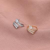 Cubique anneau en laiton Circonia Micro Pave, étoile, bijoux de mode & pavé de micro zircon & pour femme, plus de couleurs à choisir, protéger l'environnement, sans nickel, plomb et cadmium, 17mm, Vendu par PC