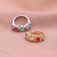 Kubisk Circonia Micro bane messing Ring, mode smykker & Micro Pave cubic zirconia & for kvinde, flere farver til valg, nikkel, bly & cadmium fri, 17mm, Solgt af PC