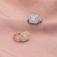 Cubique anneau en laiton Circonia Micro Pave, bijoux de mode & pavé de micro zircon & pour femme, plus de couleurs à choisir, protéger l'environnement, sans nickel, plomb et cadmium, 18mm, Vendu par PC