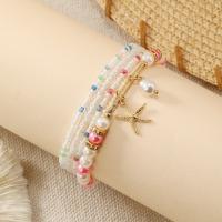 Seedbead Bracelet Set with Shell & Glass & Plastic Pearl & Zinc Alloy & for woman Sold By Set