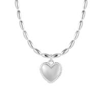 925 Sterling Silver Necklaces with 5CM extender chain Heart plated fashion jewelry & for woman silver color Length Approx 40 cm Sold By PC