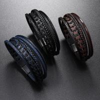PU Leather Cord Bracelets with Zinc Alloy fashion jewelry & for man Sold By PC