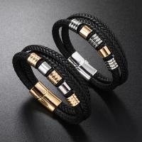 PU Leather Cord Bracelets, with Tibetan Style, fashion jewelry & for man, more colors for choice, Sold By PC