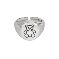 Ezüst ékszer Finger Ring, 925 Ezüst, Medve, divat ékszerek & a nő, ezüst, Méret:13, Által értékesített PC