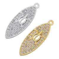 Cubic Zirconia Micro Pave Brass Pendant, Leaf, plated, DIY & micro pave cubic zirconia, more colors for choice, Sold By PC
